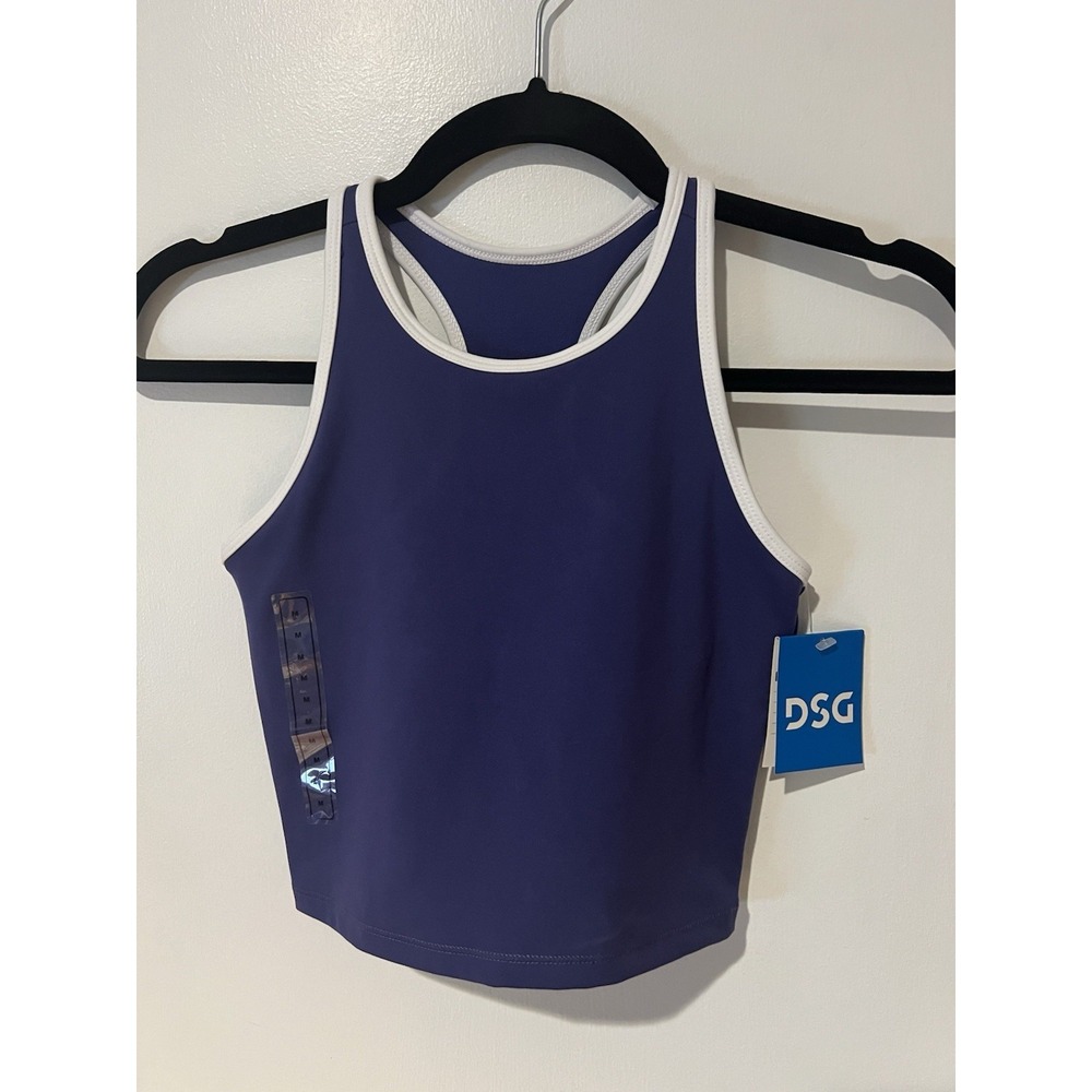 NWT DSG Girls Medium Momentum Shelf Bra Tank Indigo Blue Purple Built In‎ Bra